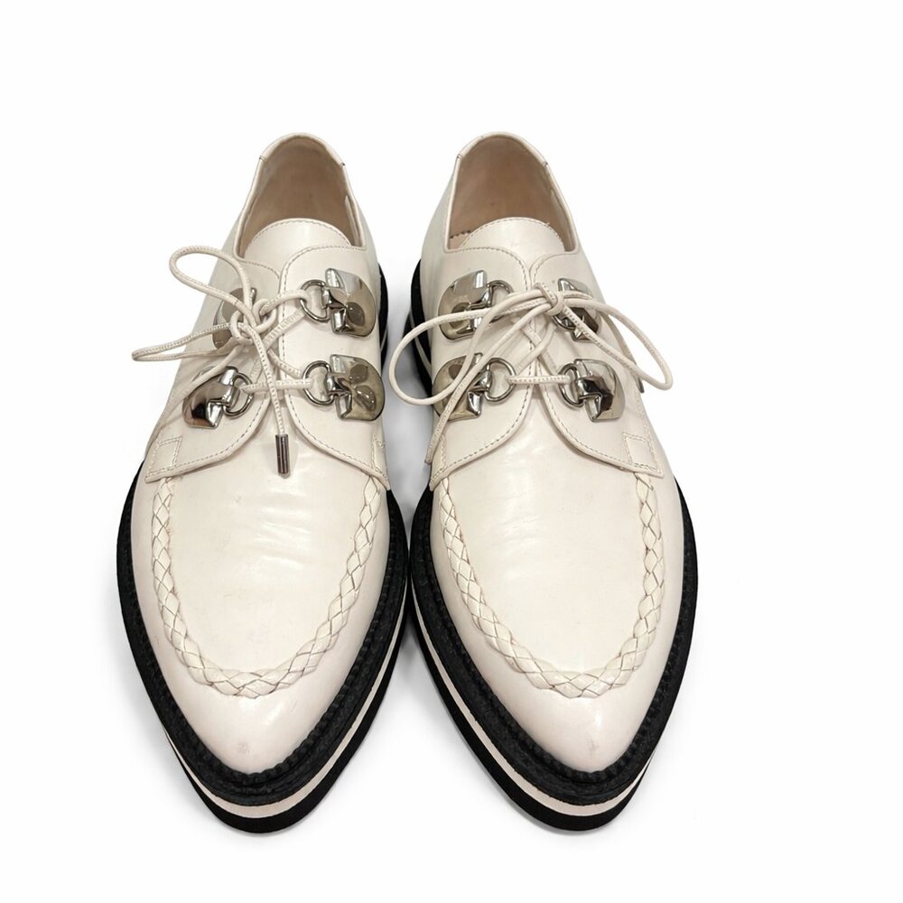 ALEXANDER McQUEEN Rare Creepers Rockabilly Oxfords 36.5 Ivory Leather Platform